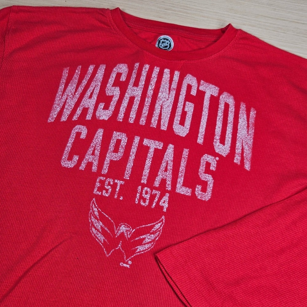 Washington Capitals Shirt Men 2XL Red Waffle Knit NHL G-III Sports by Carl Banks